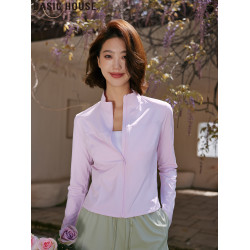 Basic House/百家好立領修身冰絲防曬衣女夏季薄款短款防曬服外套