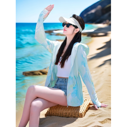 雲朵原紗防曬衣女2025夏新款冰絲涼感收腰顯瘦防紫外線時尚防曬服