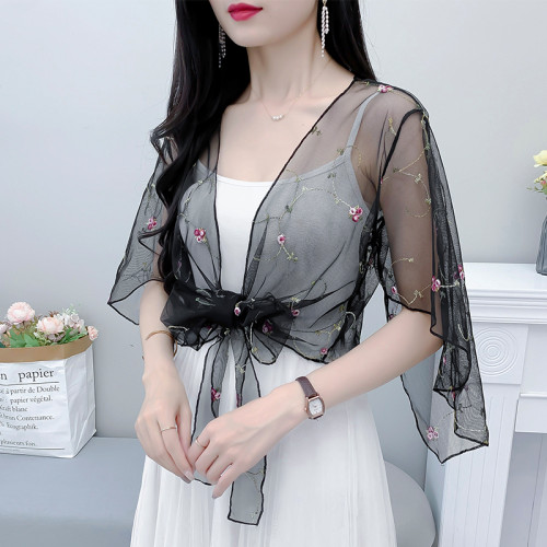 夏季女防曬披肩配裙子韓版百搭仙氣防曬衣上衣式蕾絲外搭女生披肩