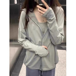 焦下冰絲連帽防曬衣女2025新款防紫外線夏季薄款防曬服寬松開衫外