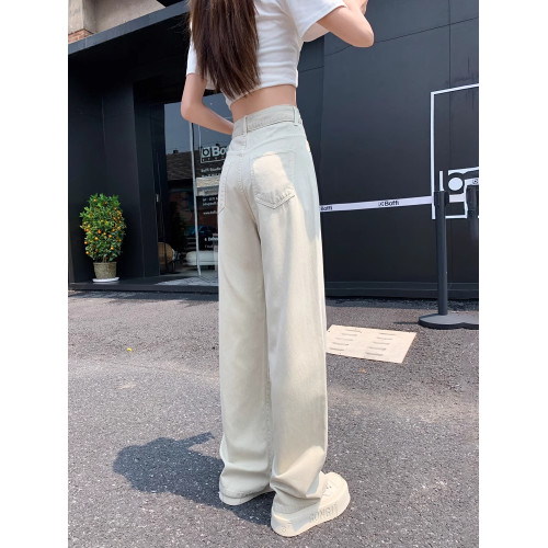 高級淺色天絲牛仔褲女夏新款涼感高腰顯瘦垂感休閒百搭直筒濶腿褲