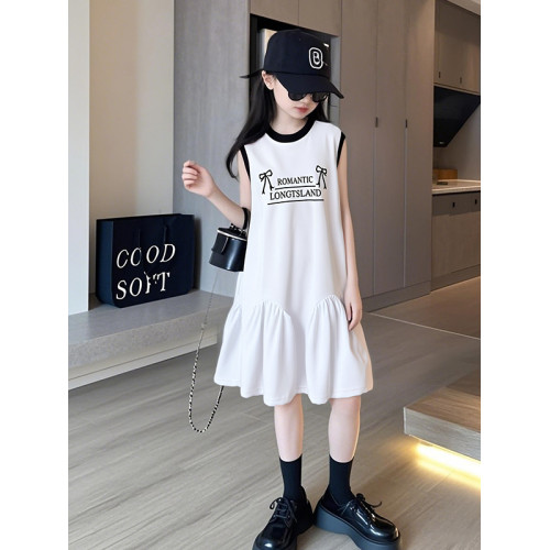 女童夏季連衣裙2025新款兒童洋氣無袖背心裙子中大童女孩公主裙潮