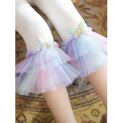 女童七分褲夏季薄款2025新款兒童洋氣彩虹蕾絲莫代爾打底褲小女孩