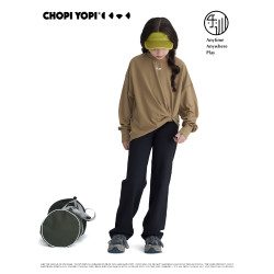 chopiyopi童裝 兒童打底直筒褲防曬女童瑜伽高彈速乾運動濶腿褲