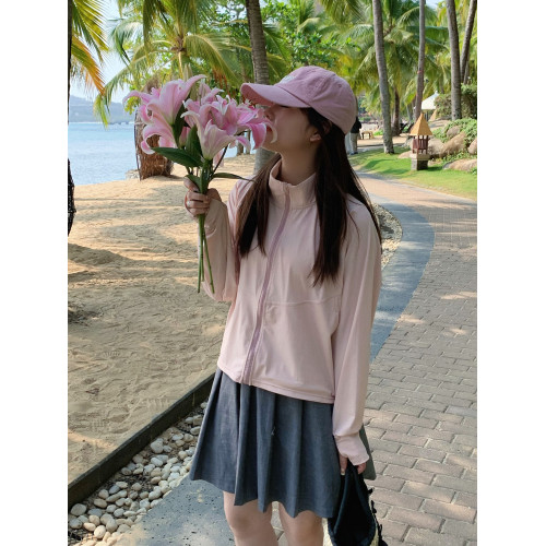 立領防曬衣女2024新款UPF50+冰絲透氣防紫外線寬松無帽防曬服外套