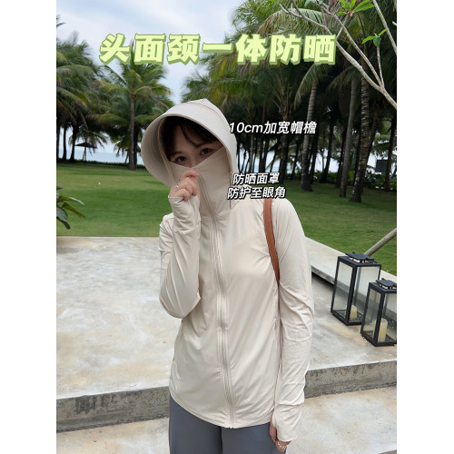 男女情侶款原紗防曬衣女戶外遮陽防紫外線帽遮臉一體皮膚衣外套