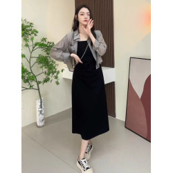 高級感灰色防曬襯衫女夏季配吊帶裙外搭開衫寬松薄款防曬衣上衣
