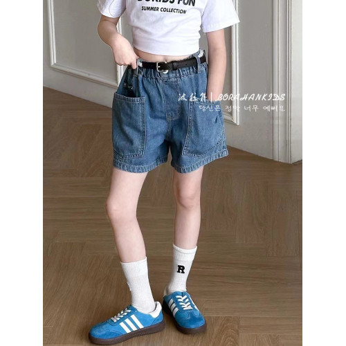 波拉韓童裝女童短褲薄款2025女孩夏天牛仔褲三分褲中大童休閒熱褲