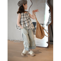 童裝甜美女孩森系上衣2025新款洋氣女童夏裝無袖襯衫兒童娃娃衫