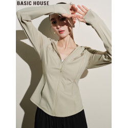 Basic House/百家好修身冰絲防曬衣女夏季輕薄運動健身防曬服外套