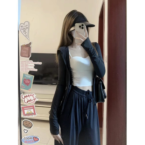 福覔橘旅遊修身防曬衣休閒運動服套裝女2025新款夏季修身兩件套