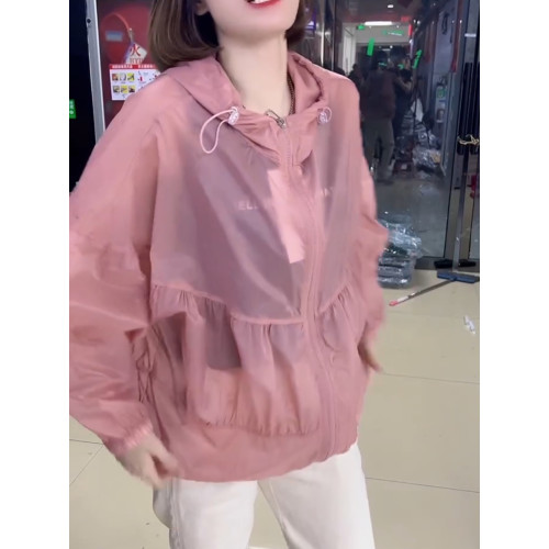 防曬衣女2024薄款夏季新款純色時尚冰絲透氣輕薄外套寬松防曬服女
