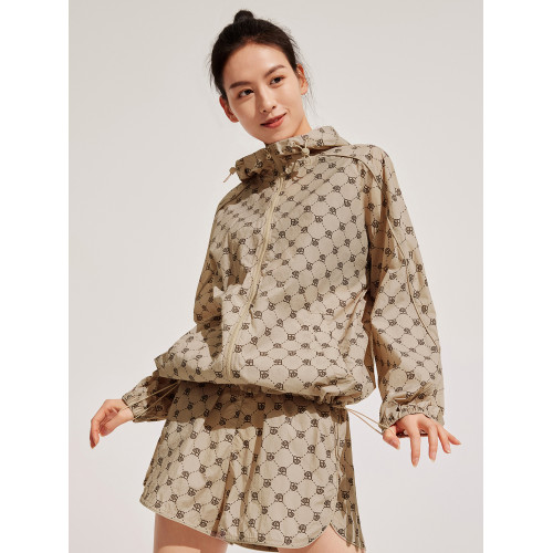 波司登夏日時尚防曬衣摩登老花薄款寬松連帽女士寬松防紫外線