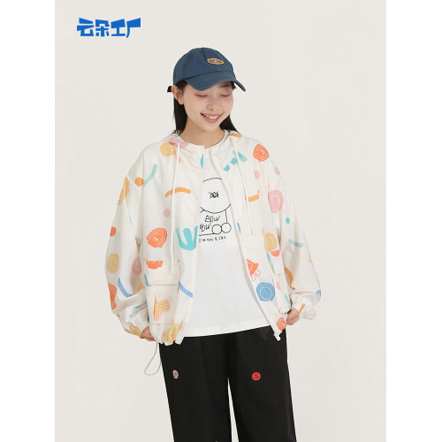 雲朵不打小孩印花防曬外套女夏季新款戶外遮陽防曬衣戶外穿搭