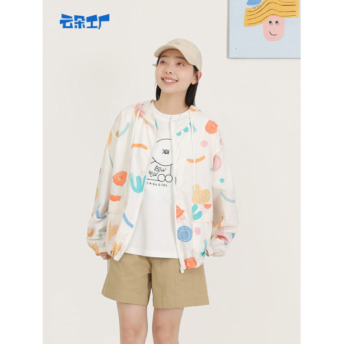 雲朵不打小孩印花防曬外套女夏季新款戶外遮陽防曬衣戶外穿搭