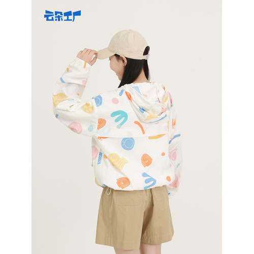 雲朵不打小孩印花防曬外套女夏季新款戶外遮陽防曬衣戶外穿搭