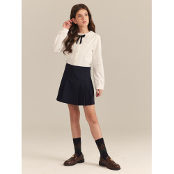 eland kids衣戀童裝春秋女童百褶裙學院風半身裙畢業復古短裙裙子