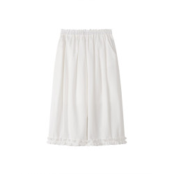 哈齒童裝兒童白色休閒褲高級感百搭寬松木耳邊七分褲長褲女童夏季