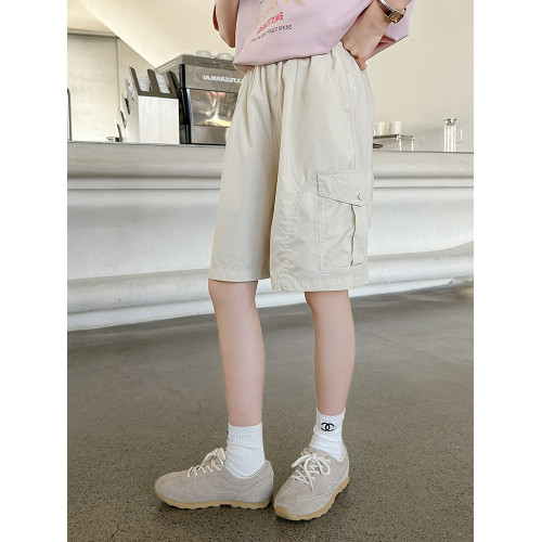 女童工裝短褲外穿夏季薄款速乾褲子夏裝中褲2025新款中大童五分褲