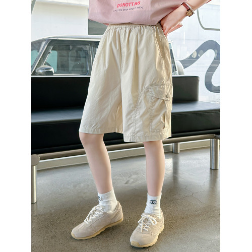 女童工裝短褲外穿夏季薄款速乾褲子夏裝中褲2025新款中大童五分褲