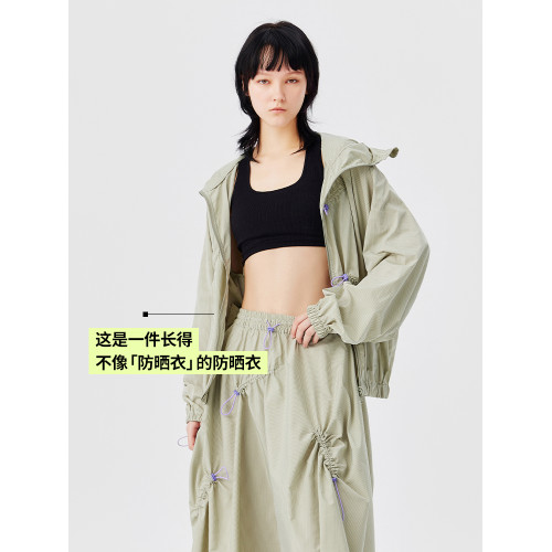 AR抽褶輕盈防曬衣防曬服女防紫外線套裝透氣外套夏upf50+防曬裙