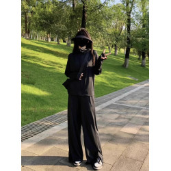 黑色冰感防曬衣休閒運動服套裝女夏大碼胖mm寬松跑步時尚兩件套