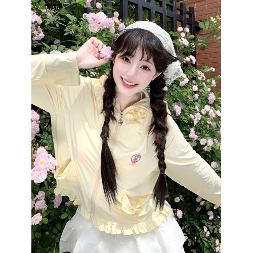 米蔓櫻防曬衣2025新款冰絲女小個子夏季寬松輕薄粉色短款連帽套裝