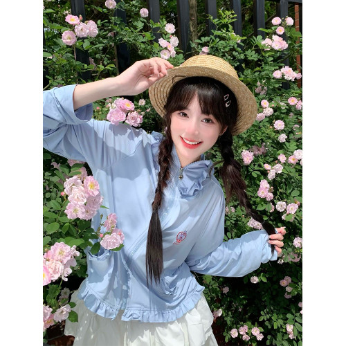 米蔓櫻防曬衣2025新款冰絲女小個子夏季寬松輕薄粉色短款連帽套裝