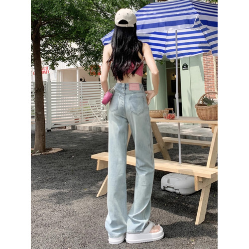 淺色牛仔褲女2025年春夏新款爆款高腰顯瘦寬松垂感拖地窄版濶腿褲