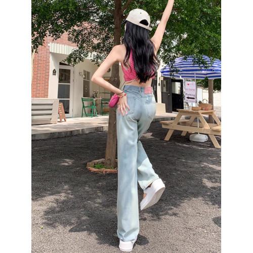 淺色牛仔褲女2025年春夏新款爆款高腰顯瘦寬松垂感拖地窄版濶腿褲