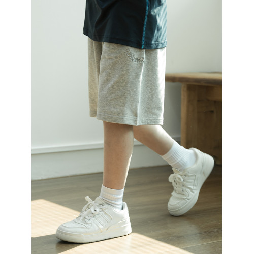 男童褲子夏薄款五分褲親子裝大童夏季寬松衛褲黑色短褲灰色休閒褲