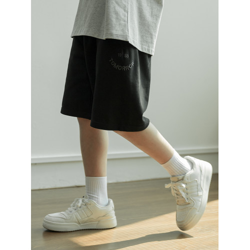 男童褲子夏薄款五分褲親子裝大童夏季寬松衛褲黑色短褲灰色休閒褲