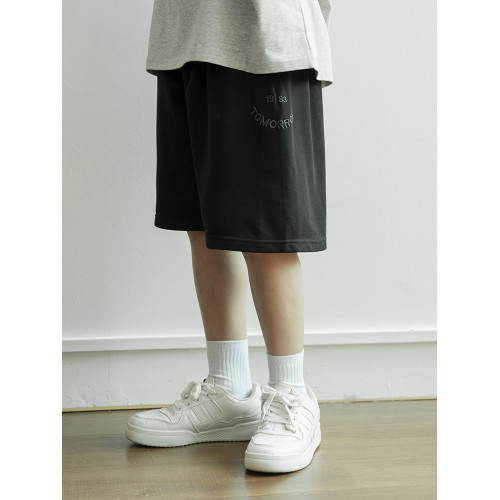 男童褲子夏薄款五分褲親子裝大童夏季寬松衛褲黑色短褲灰色休閒褲