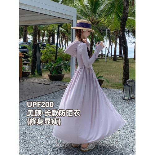FALVLITE修身防曬衣女2025夏季防紫外線超長款輕薄冰絲防曬服外套
