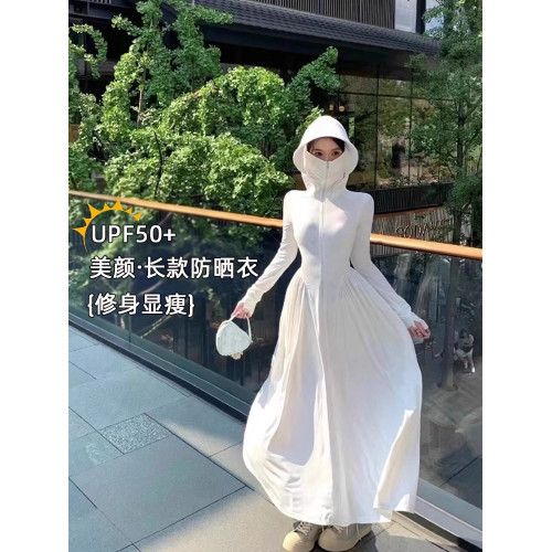 FALVLITE修身防曬衣女2025夏季防紫外線超長款輕薄冰絲防曬服外套
