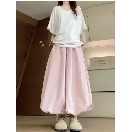 女童褲子夏季薄款涼感花苞褲兒童奶呼呼冰絲燈籠褲中大童超火裙褲