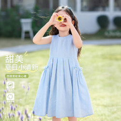 女童純棉連衣裙2025夏季新款洋氣兒童清新公主裙子女孩無袖背心裙