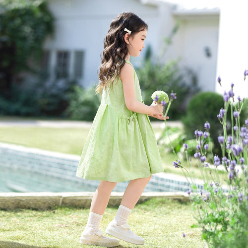 女童純棉連衣裙2025夏季新款洋氣兒童清新公主裙子女孩無袖背心裙