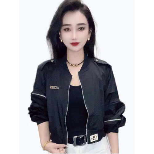 韓範防曬衣女潮款長袖立領純色小標拉鍊時尚小衆洋氣短款防曬外套