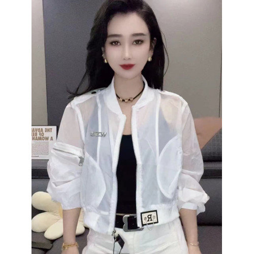 韓範防曬衣女潮款長袖立領純色小標拉鍊時尚小衆洋氣短款防曬外套