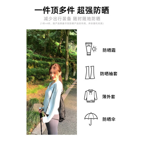 藍色運動防曬衣女款夏季防紫外線薄款立領瑜伽健身外套冰絲防曬服