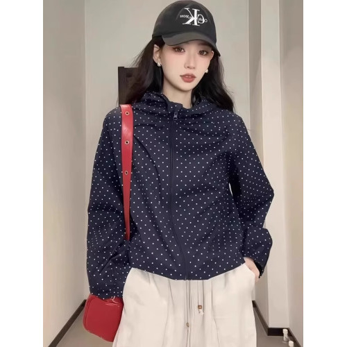 波點連帽防曬衣女2025新款夏季薄款寬松時尚休閒百搭開衫上衣外套