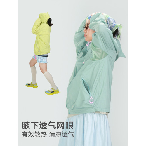 嬉遊記原創2025夏新款小怪獸連帽戶外防曬服女速乾涼感情侶防曬衣