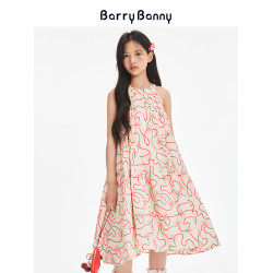 BarryBanny女童連衣裙2025夏季新款中大童法式度假風洋氣無袖裙子