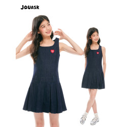 JOUASK女童牛仔連衣裙夏季2025新款中大童休閒洋氣兒童無袖長裙夏