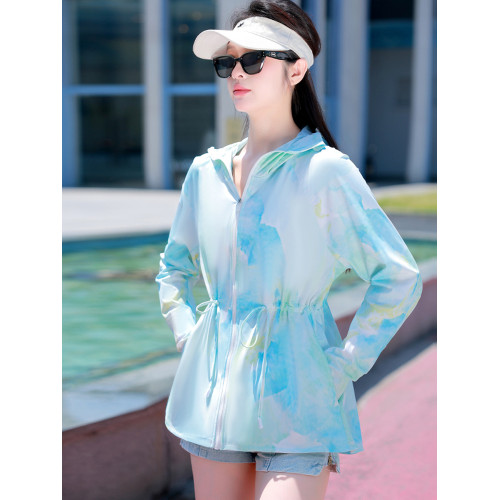 防曬衣女夏季透氣薄涼感防曬服衫收腰防紫外線顯瘦雲朵原紗短外套