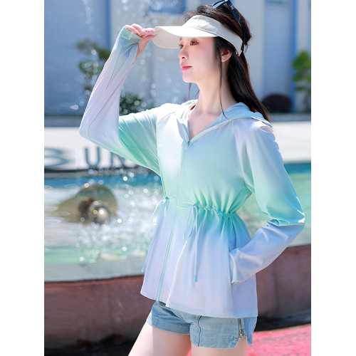 防曬衣女夏季透氣薄涼感防曬服衫收腰防紫外線顯瘦雲朵原紗短外套