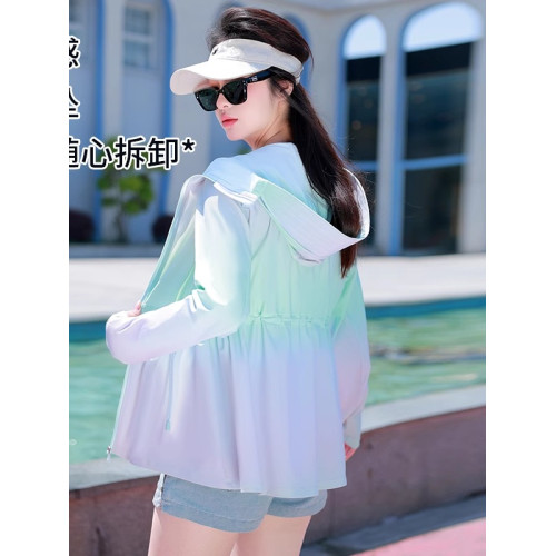 防曬衣女夏季透氣薄涼感防曬服衫收腰防紫外線顯瘦雲朵原紗短外套
