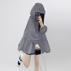 灰色薄款防曬服女款2025新款輕奢高級感超火外套夏季時尚防曬衣女