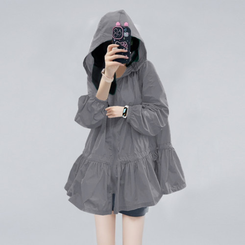 灰色薄款防曬服女款2025新款輕奢高級感超火外套夏季時尚防曬衣女